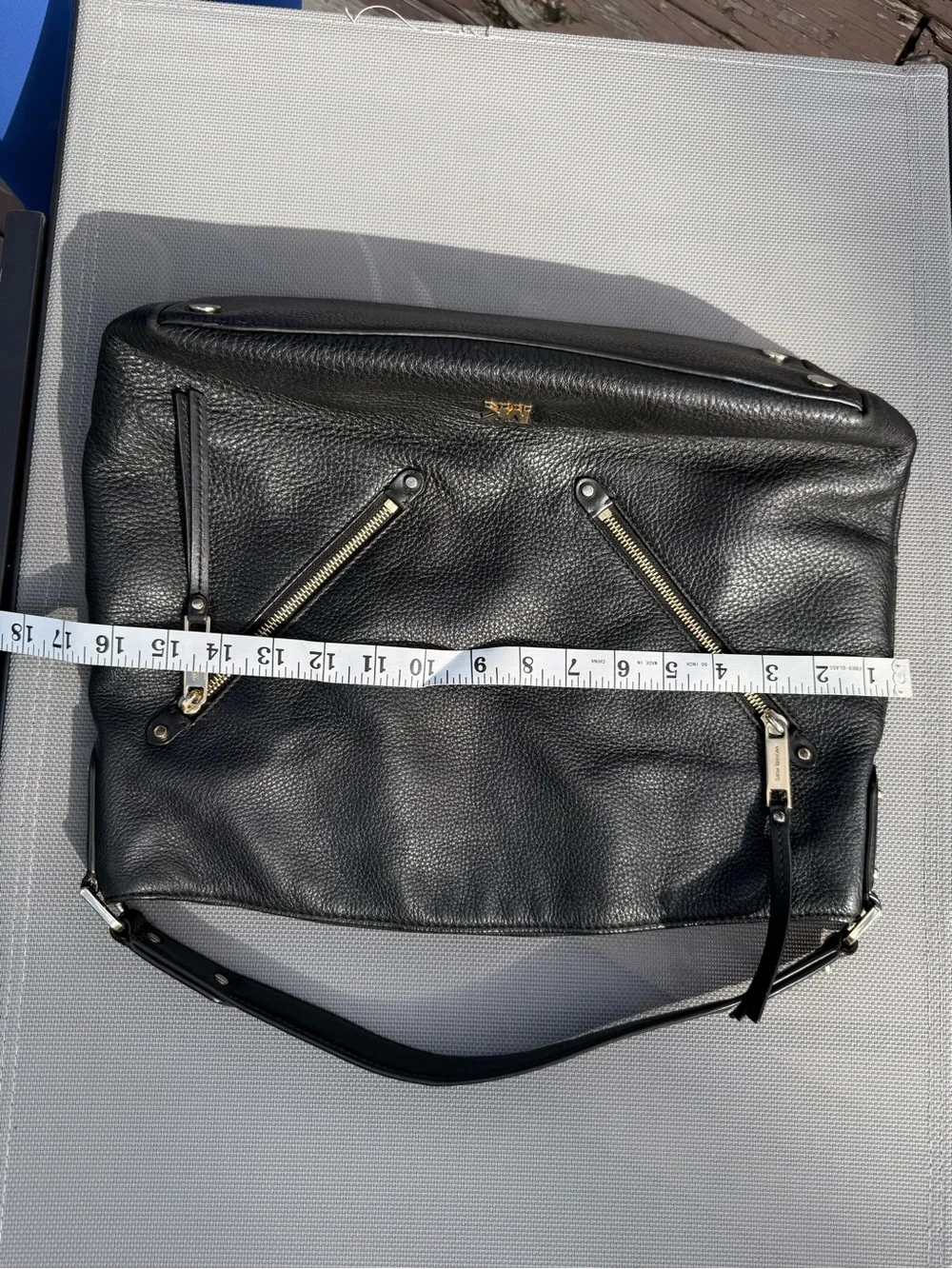 Michael Kors Evie Large Black Leather Hobo Bag with Gold Hardware